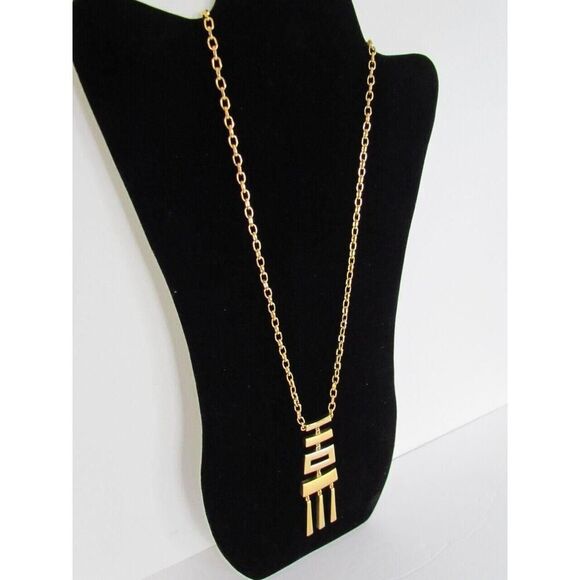 Vintage Napier Oriental Necklace Pendant Statement Asian Pagoda Gold Extra Long - Picture 5 of 13
